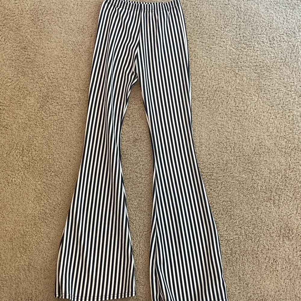 Black and white striped pants